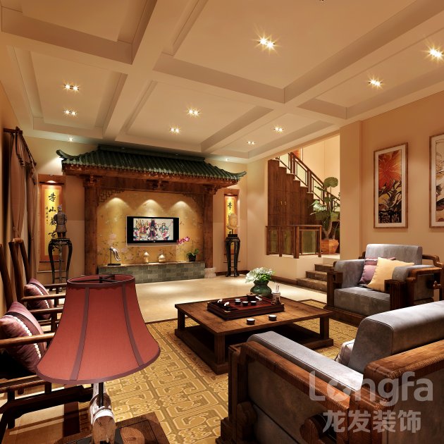中式风格装修,中式装修图片,成都装饰设计公司,成都龙发装饰公司,300平米房子装修